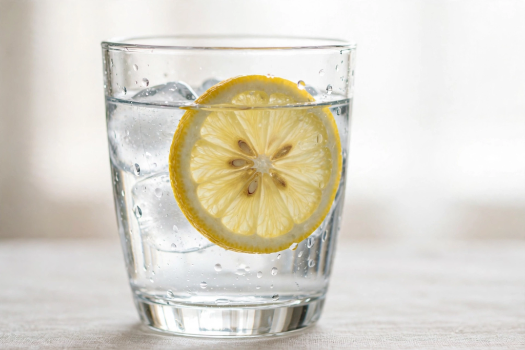 Glass of water with lemon