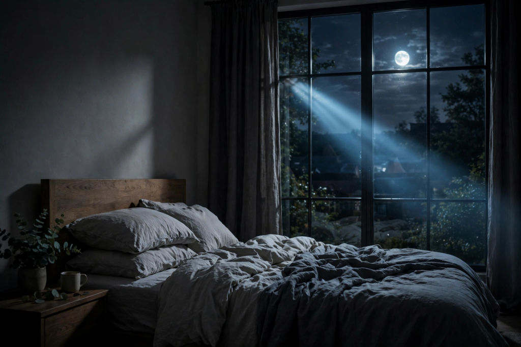 Moonlight through bedroom window
