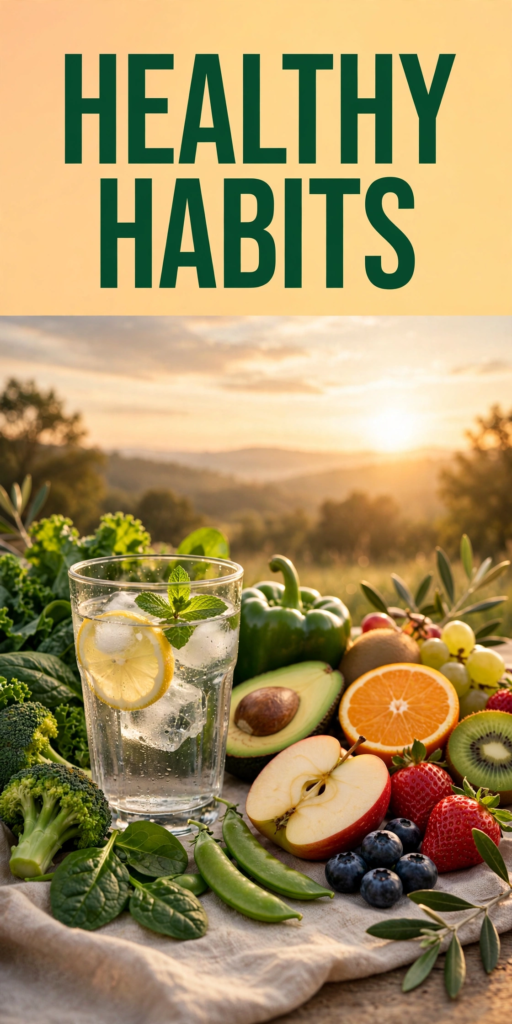 Healthy habits infographic poster